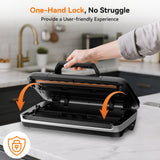 Newise 85Kpa Vacuum Sealer Machine - Kitchen Gifts, 10-in-1 Full Automatic Food Saver with Easy-Lock Handle, Built-in Cutter & Roll Storage for Dry/Moist Foods, Includes Bags & External Hose