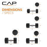 CAP 100 LB Coated 12-Sided Chrome Handle Dumbbell Weight Set with Vertical Rack
