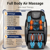 EASPEARL Massage Chair, Zero Gravity Massage Chairs Full Body with APP, Phone Holder, Waist and Calf Heat, Thai Stretch, Body Scan, USB Port, Bluetooth Speaker, Shiatsu Massage Recliner (Black)
