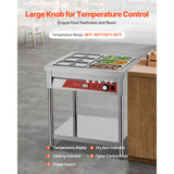 Happybuy 6-Pan Commercial Food Warmer, 1500W Electric Steam Table with Undershelf, Stainless Steel Buffet Server for Restaurants, Parties, and Hotels