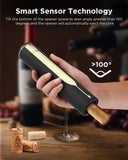Newise Rechargeable Electric Wine Opener with Charging Base & Foil Cutter, Automatic Corkscrew for 60 Bottles, Luxury Mothers Gift for Wine Lovers Women Men - Gold & Black