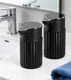 RYTOXILO Automatic Soap Dispenser Touchless, 2 Pack Black Auto Soap Dispensers for Bathroom and Kitchen, 12 Fl Oz Ribbed Plastic Electric Hands Free Dish Liquid Dispenser Wall Mount