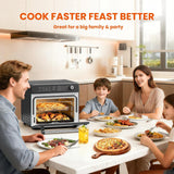 Electactic 25QT Air Fryer Toaster Oven Combo,12-in-1 Large Convection Airfryer Oven with 60-Minute Timer,70–450℉ Temperature Control,Roast & Broil, Fits 8-10″ Pizza(Black)
