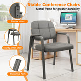 CLATINA Waiting Room Guest Chair with Bonded Leather Padded Arm Rest for Office Reception and Conference Desk(Grey 4 Pack)