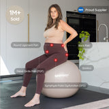 BABYGO Birthing Ball - Pregnancy Yoga Labor & Exercise Ball & Book Set Trimester Targeting, Maternity Physio, Birth & Recovery Plan Included Anti Burst Eco Friendly (Oatmeal, 65cm - Manual)