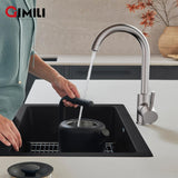 GIMILI Bar Sink Faucet Single Hole Brushed Nickel Modern Wet Small for Kitchen Farmhouse RV Camper Outdoor Utility Bathroom (Include RV Adapter 1/2 to 3/8)