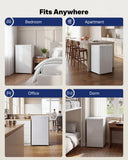 Upstreman 3.2 Cu.Ft Mini Fridge with Freezer, Single Door Mini Fridge, Dorm Fridge, Adjustable Thermostat, Mini Refrigerator for Dorm, Office, Bedroom, White-BR321