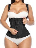 YIANNA Waist Trainer for Women Tummy Control Underbust Hourglass Corset Waist Cincher Vest Sport Girdle Postpartum Faja Body Shaper with Zipper and Hooks, YA7293-Black-XL