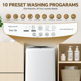 NEWBULIG 1.06 Cu.Ft. Portable Washing Machine, 7.7LBS Full-Automatic Laundry Washer with Stainless Steel Drum, 10 Wash Cycles & Auto-Balance, Compact Washer for Apartment RV Dorm Camping, White