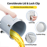 Fryer Grease Bucket 8 gal, Coated Carbon Steel Oil Filter Pot with Caster Base, Oil Disposal Caddy, Transport Container with Lid Lock Clip Nylon Filter Bag, Silver