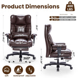 Big and Tall Office Chair with Foot Rest,Heavy Duty Office Chair(Brown)