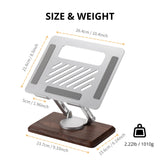 wood Laptop Stand for Desk, Laptop Riser with 360 Rotating Walnut Base, Adjustable Laptop Stand