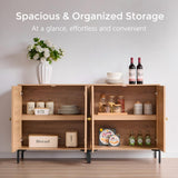 IFGET 123.5" W Modern Arched Sideboard Buffet Cabinet with Storage, Natural
