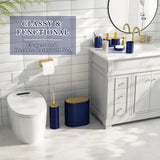 InnJoey Bathroom Set, 10PC Bathroom Accessory Set, Blue Bathroom Accessories, Navy Blue and Gold Bathroom Set with Trash Can, Soap Dispensers