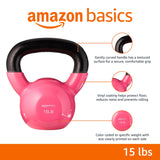 Amazon Basics Vinyl Kettlebell, 15 pound, Pink Amazon Basics