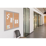 WorkPro® Enclosed Double-Door Cork Bulletin Board, 36" x 48", Aluminum Frame with Silver Finish