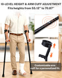 KUAZIDAR Forearm Crutches for Adults, Foldable & Height Adjustable Arm Elbow Crutches (1 Pair), Lightweight Elbow Crutches with 45° Rotatable Cuff & Soft TPR Grip, Muletas para Adultos