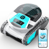 Pleco Pro Cordless Robotic Pool Cleaner, Smart Navigation, 210–240 Min Runtime, Wall Climbing & Waterline Cleaning, Up to 2691 Sq.Ft, Dual-Layer Filtration for Inground Pools(Obsidian White)