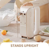 warran Master 4-in-1 Electric Hand Mixer with Turbo Boost, Stainless Steel Whisk, Beaters, Dough Hooks & Milk Frother, Lightweight Handheld Mixer for Baking & Coffee, Champagne Gold