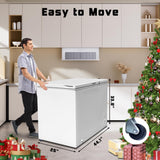SMETA Chest Freezer 14 Cu. Ft, Deep Freezer Chest with Removable Basket, 4 Wheels, Adjustable Thermostat, Energy Efficient, Low Noise, Fast Freezing Ideal for Garage, Kitchen, Office, Basement