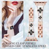 Bling Rose Gold Band Compatible with Apple Watch Bands for Women 49mm 44mm 45mm 46mm 42mm Series 11 10 Ultra 9 8 7 6 5 4 1 2 3, Cute Metal Brazalete, Adjustable Bracelet for Iwatch Band Black