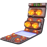 Shiatsu Massage Mat with 20 Kneading Heads, 9 Heat & Intensity Levels, Full Body Massager Cushion for Neck & Back Relief, Brown Leather Design