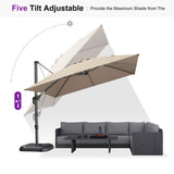 PURPLE LEAF Patio Umbrella Outdoor 10' x 10' Square Easy Assembly Tapue