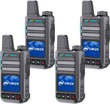 OMIZN G3 4G LTE Walkie Talkie, No Monthly Fee, AES-256 Encryption, Nationwide & Worldwide Push-to-Talk Radio, Preloaded SIM Card, 8000mAh Rechargeable Battery, Grey 4 Pack