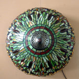 Tiffany-Style Lamp Table Peach Kapok Peony Glass Lampshade Desk(