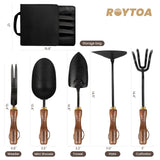 Garden Tool Set,5Pcs Gardening Tools, Stainless Steel Heavy Duty Hand Cultivator, Hoes, Shovel, Trowel and Weeder