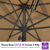 PURPLE LEAF Market Umbrella 11' x 11' Hotel Resort Semi Auto Lift, Beige