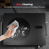 Portable Ceramic Cooktop Infrared Hot Plate, Stainless Steel Countertop Burner With Double Rings Heating Dual Control (Gray) VEXMAECY