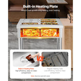 Happybuy 6-Pan Commercial Food Warmer, 1500W Electric Steam Table with Undershelf, Stainless Steel Buffet Server for Restaurants, Parties, and Hotels