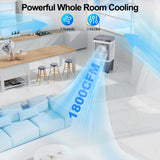 Uthfy 1800 CFM Evaporative Air Cooler, 3-IN-1 Swamp Cooler Air Conditioner with Copper Motor, 5.3 Gallon Water Tank, 6 Ice Packs, 12H Timer, 120°Oscillation, Cooling Fan for Bedroom, Office, Garage