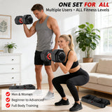 Mouldbody Adjustable Dumbbell Set Pair 50 lb, Adjustable Dumbbells 10-in-1 Free Weight Set, 1-Second Dial Weight Adjustment,Space-Saving Design with Storage Base, Home Gym Strength Training Equipment