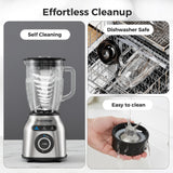 REXYHOME Blender with 3 Programs, 1000W Heavy-Duty Countertop Blenders for Kitchen, 59 Oz Glass Jar, Auto Clean 8-Speeds & Pulse Function Blender for Smoothies, Shakes, Ice Crushing & Frozen Fruit