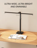 AKRRYR LED Desk Lamp for Home Office, Double Head 24W with Base, Architect Light 5 Lighting Brightness Flexible Gooseneck Table Reading Study, Black