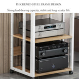 Heavy Duty AV Media Stand with Adjustable Shelves, Rolling Projector Cart, Ideal for Home and Office Entertainment, Sturdy Audio Rack for TV, DVD Players, and Stereo Components