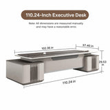 HHEvergreenEnsemble Executive Desk with Double-Layer Tabletop (110.24IN)