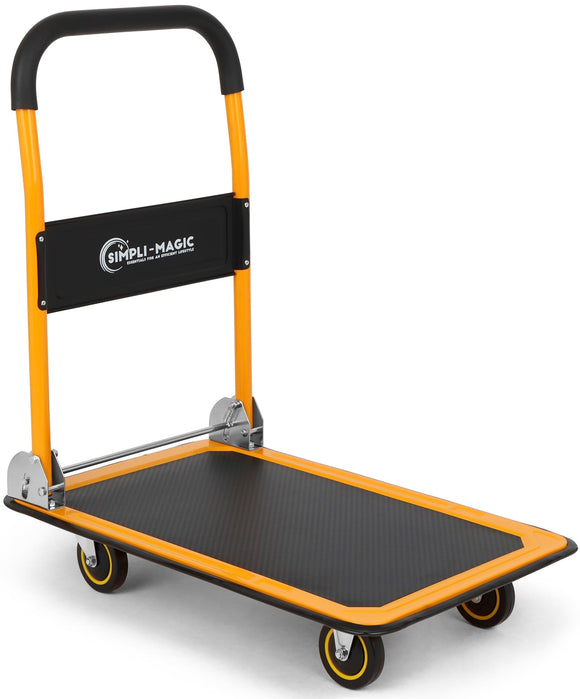 Simpli-Magic Push Cart Dolly, Moving Platform Hand Truck, Foldable for Easy Storage and 360 Degree Swivel Wheels with 440lb Weight Capacity SIMPLI-MAGIC