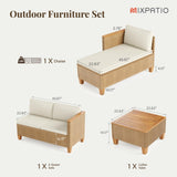MIXPATIO 3-Piece Wicker Patio Chaise Lounge Set, Coffee Table, L-Shaped