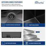 Sarlai 33 Matte Black Drop-In Kitchen Sink Workstation - 33x22 Inch Drop Kitchen Sink with Ledge NANO-Tech Black Topmount Round Corner 16 Gauge Stainless Steel Single Bowl Sinks Basin