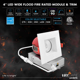 LUXRITE 12-Pack 4 Inch Square LED Recessed Lights with J-Box, 5CCT 2700K-5000K, 2 Hour Fire Rating, 15 Watts, 1000 Lumens, 60° Spotlight, Dimmable, IC Rated, Wet Rated, ETL - Baffle Trim