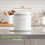 Kitchen Compost Bin – 1.3 Gallon Countertop Farmhouse Compost Container With Lid