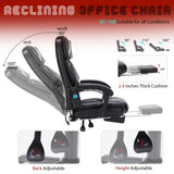 Massage Office Chair with Foot Rest 6 Points Vibration and Heat Home Office Desk Chairs for Heavy People 400lbs Reclining Managerial Chairs Ergonomic Executive Chair (Black)