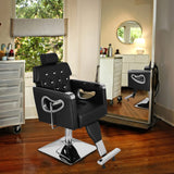 Winado Heavy Duty Reclining Barber Chair, Styling Salon Chair with Headrest and Footrest, 360° Swivel, Height Adjustable, Fit Hair Stylist Women Men, Black