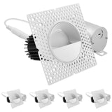 LUXRITE 3-Inch LED Trimless Recessed Spotlight with White Wall Washer Trim Replacement 15W, 1100LM, 2700K-5000K, 60° Beam Angle, Dimmable, Push-n-Lock, CRI90, Damp & IC Rated, ETL White (4 Pack)