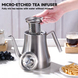 GURUDAR 68OZ/2000ML Stainless Steel Teapot with Removable Infuser, Stovetop Safe Tea Maker Water Kettle for Loose Leaf & Tea Bags, Silver