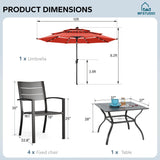 MFSTUDIO 5 Pieces Outdoor Dining Set w/Umbrella for 4