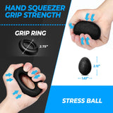 roygra Hand Grip Strengthener Workout Kit (5 Pack), Forearm Grip Adjustable Resistance Hand Gripper, Finger Stretcher, Finger Exerciser, Grip Ring & Stress Relief Grip Ball for Athletes roygra